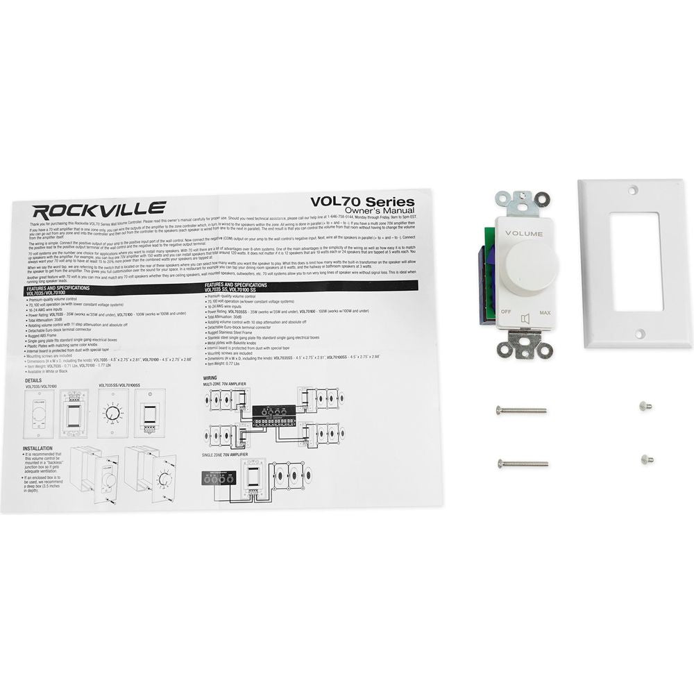 RCS80-1 70v Commercial Amplifier w/Bluetooth + White Wall Volume Control