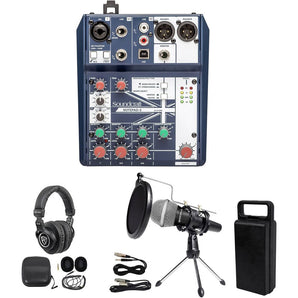 Podcast Podcasting Recording Soundcraft Mixer+Headphones+Mic+Stand