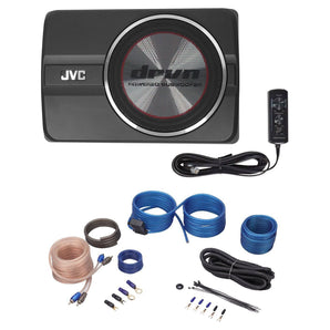 JVC CW-DRA8 8" 250w Powered Under-Seat Subwoofer Car Audio Sub System+Wire Kit