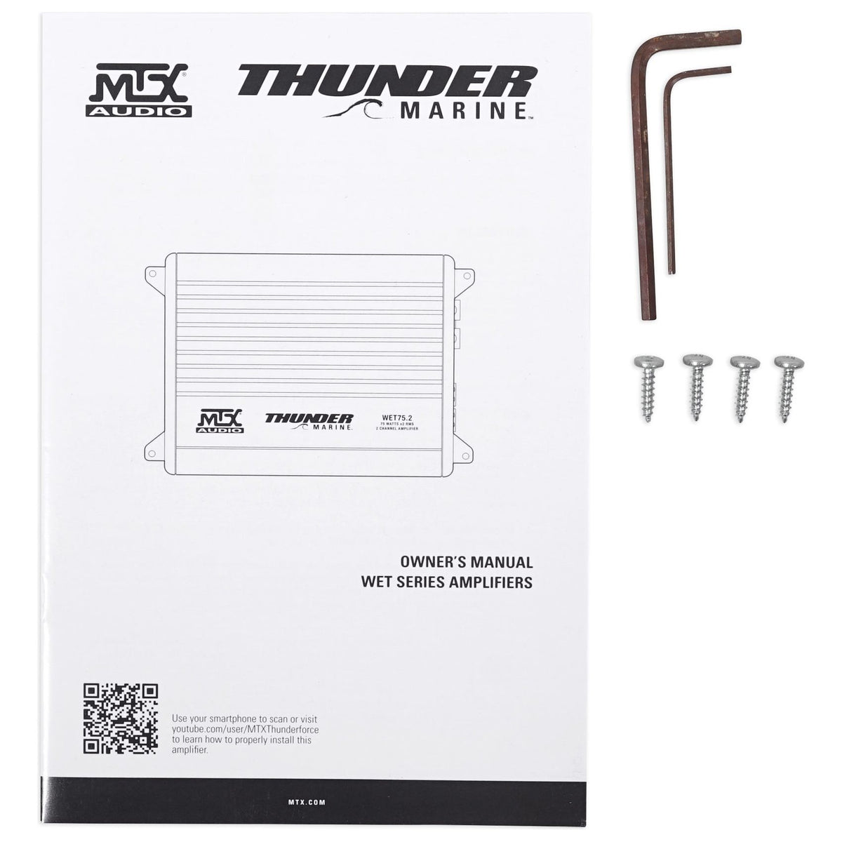 45KMTC65W 6.5" LED Tower Speakers + WET75.2 Amplifier + RMWK8 Wire Kit for RZR/ATV/UTV