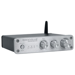 Rockville BLUAMP 21 SILVER 2.1 Channel Bluetooth Home Audio Amplifier Receiver