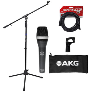 AKG D5 C Professional Dynamic Cardioid Microphone D5C+Mic Stand w/Boom+XLR Cable