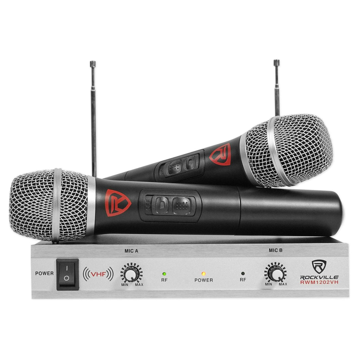 (2) VRTX215LED Dual 15" 1800W LED Karaoke Speakers w/Receiver & (2) Wireless Mics