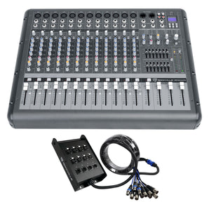 Rockville RPM1470 14 Channel 6000w Powered Mixer USB, Effects+12-Ch Snake Cable