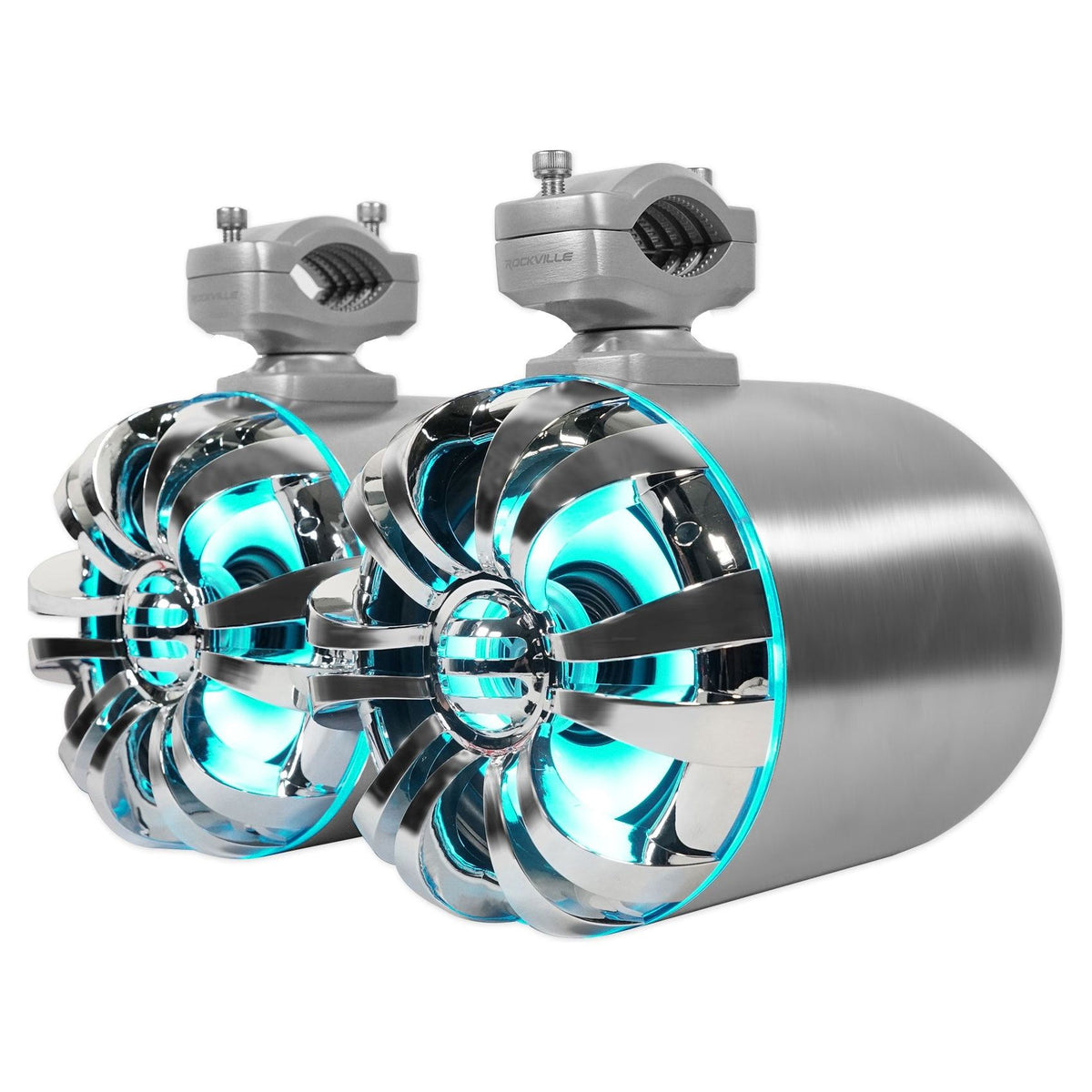 WB65KLED Stainless 6.5" LED Wakeboard Speakers 2-Pack + KRYPTON MF3 Amplifier Bundle