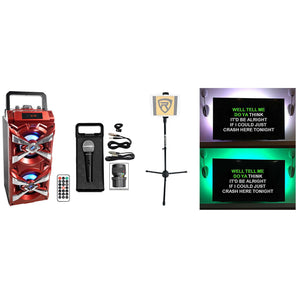 NYC Acoustics Bluetooth Karaoke Machine System wActive+TV LED's+Mic+Remote+Stand