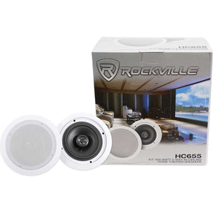 (6) Rockville HC655 6.5" 500 Watt In-Ceiling Home Theater Speakers 8 Ohm