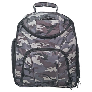 Rockville DJ Laptop/Gear Travel Camo Backpack Bag+Headphone Compartment+Dividers