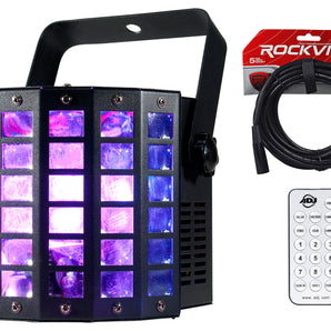 American DJ MINI DEKKER LZR RGBW LED DMX Derby/Strobe Effect Light+Remote+Cable