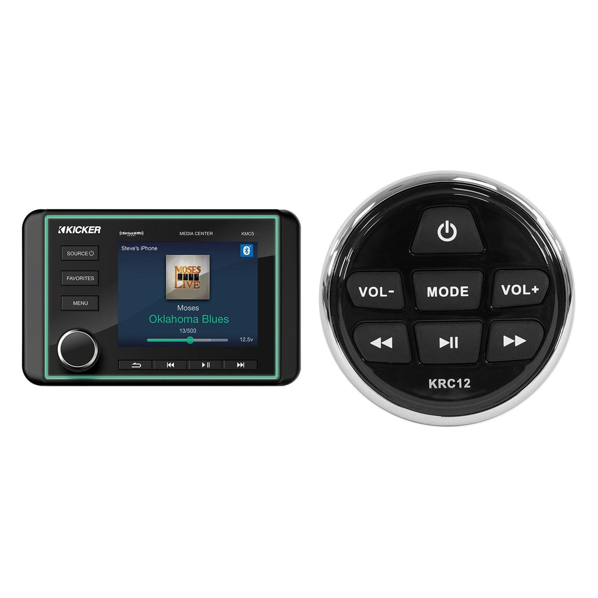 KMC5 Dual-Zone Marine Digital Media Gauge Receiver w/Bluetooth/USB+Remote