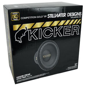 Kicker 50GOLD154 Limited Edition Gold Comp 800w 15" Car Subwoofer+Mono Amplifier