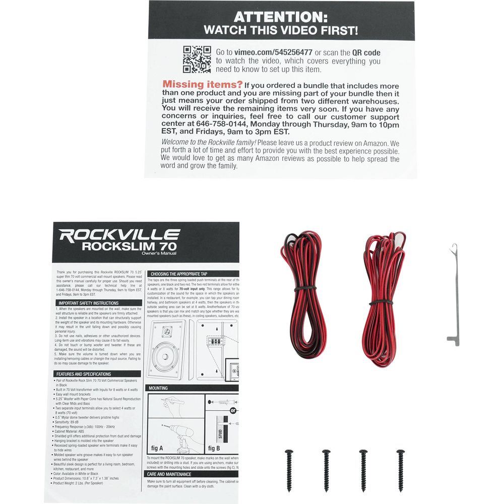 VMA2120 2-Channel Amplifier + (12) RockSlim 70W White Wall Speakers