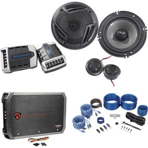Pair Rockville RV65.2C 6.5" Component Speakers+6.5" Coaxial+4-Ch Amplifier+Wires