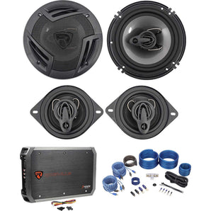 2) Rockville RV6.3A 6.5" Speakers+2) 5.25" Speakers+4-Channel Amplifier+Amp Kit