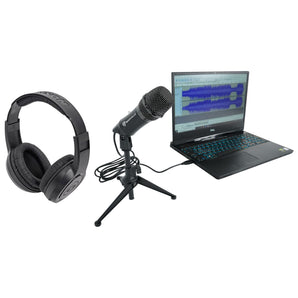 Rockville Z-STREAM USB Streaming Computer Microphone Mic+Stand+Samson Headphones