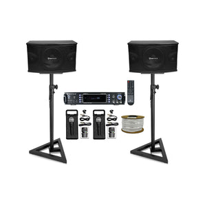 (2) Rockville KPS10 10" Karaoke Speakers+Bluetooth Amp+Adjustable Stands+2) Mics