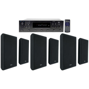 Technical Pro 6000w 6-Zone Amplifier+6) Slim Wall Speakers 4 Restaurant/Bar/Cafe