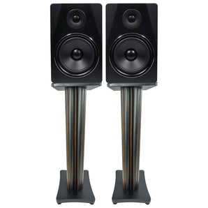 2 Rockville APM8B 8" USB Studio Monitor Speakers+28" Dark Wood Premium Stands