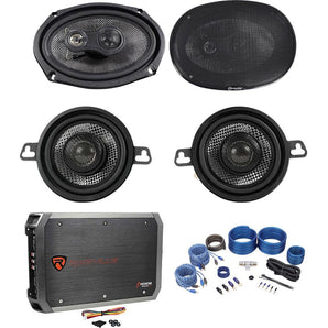 Pair American Bass SQ 6.9 6x9"+SQ 3.5" Car Speakers+4-Channel Amplifier+Wires