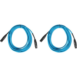 (2) Rockville RCXFM20E-Blue 20 Foot Female to Male XLR Mic Cables 100% Copper