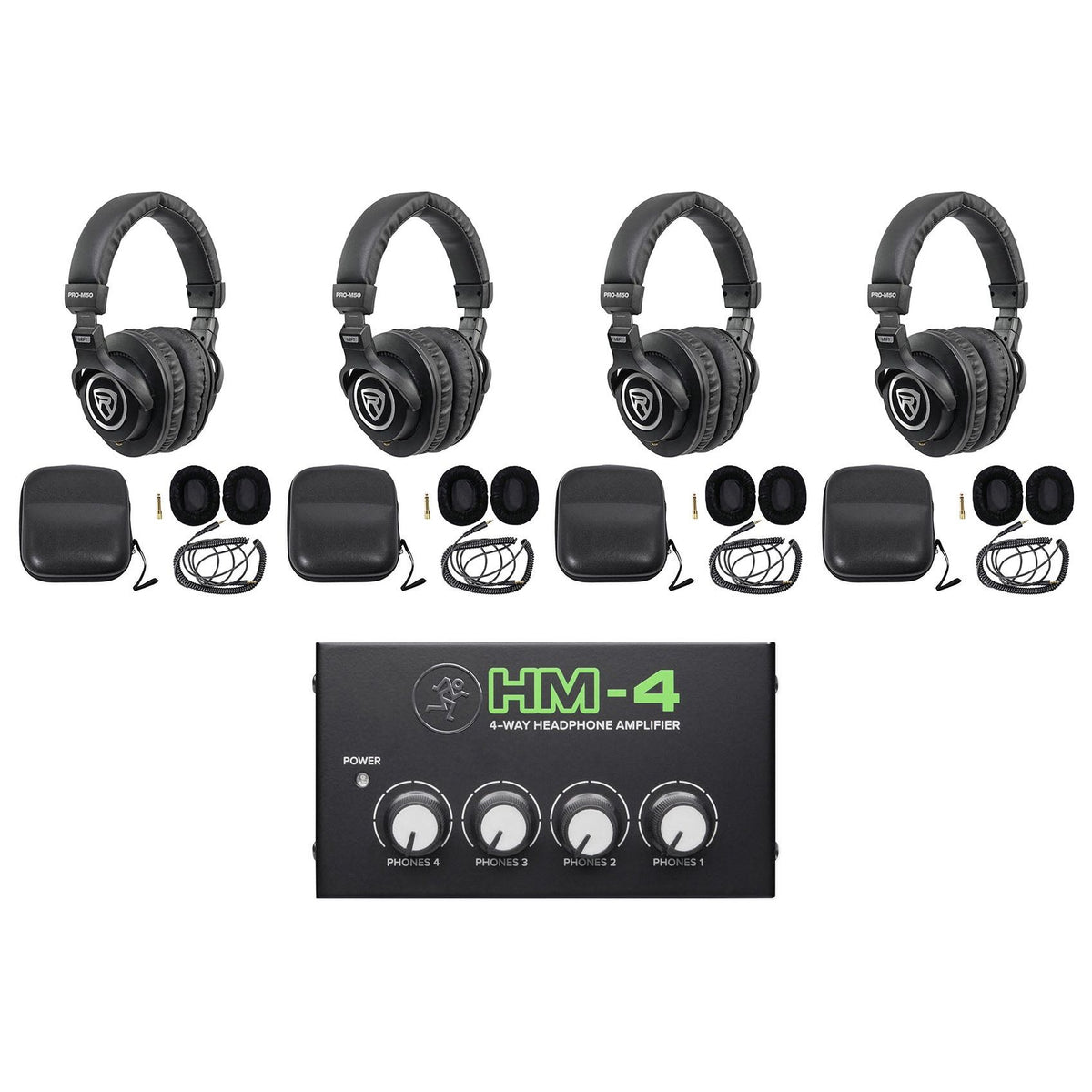 PRO-M50 4-Pack + HM-4 Headphone Amplifier Bundle