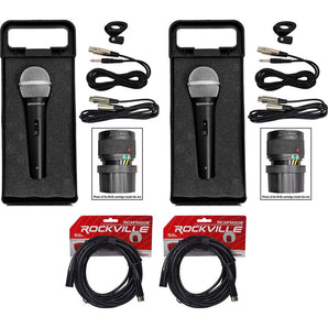 (2) Rockville RMC-XLR Metal Handheld Wired Microphones+(2) 100% OFC XLR Cables