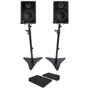(2) Mackie CR5-X 5" 80w Multimedia Studio Monitors Speakers + Adjustable Stands