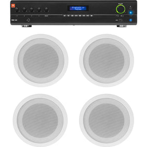 JBL Commercial 70v Amp+(4) White 5" Ceiling Speakers For Restaurant/Bar/Cafe