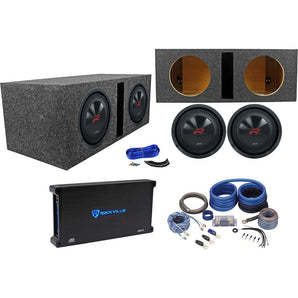 (2) Alpine R2-W10D2 10" 750w Subwoofers+Vented Sub Box+Mono Amplifier+Amp Kit