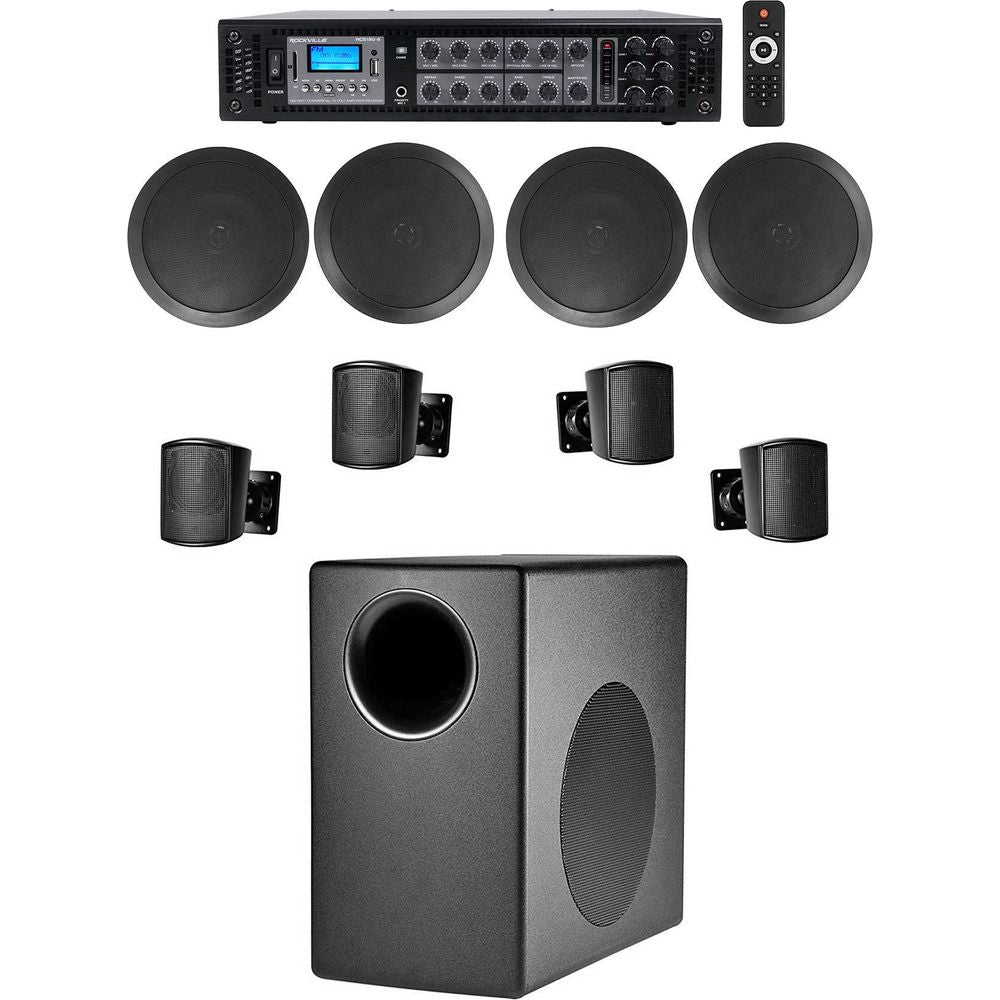 Rockville RCS1806 180 Watt 6 Zone 70v Commercial/Restaurant Amplifier