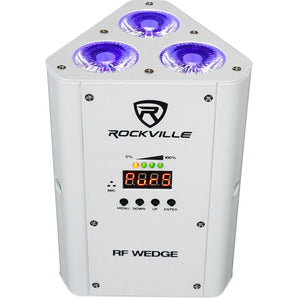 10 Rockville RF WEDGE WHITE RGBWA+UV Battery Wireless DMX Up Lights+Bags+Remotes
