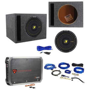 KICKER 44CWCS104 CompC 10" 500w Car Subwoofer+Vented Sub Box+Amplifier+Amp Kit