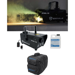 Rockville R720L Fog/Smoke Machine w/ Remote+Fluid+Multi Color LED's+Carry Bag