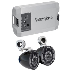 Rockford Fosgate TM400X2AD 400w 2-Ch Amplifier+2) 4" Kicker Speakers ATV/UTV