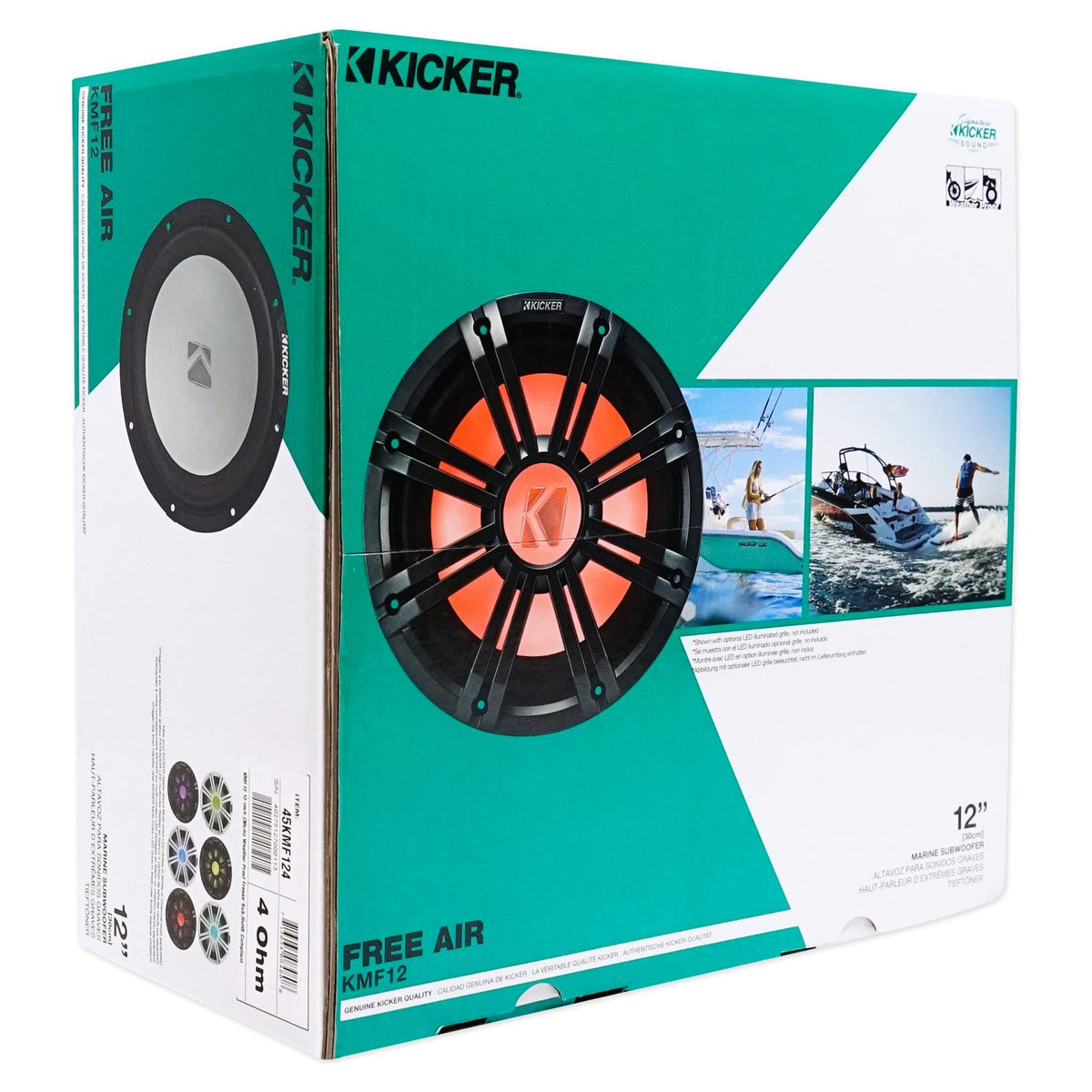 45KMF124 12" Free-Air Marine Subwoofer with 45KMG12C Charcoal LED Grille