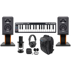 M-Audio Recording Kit w/USB Mic+Headphones+Controller+Monitors+Stands+Backpack