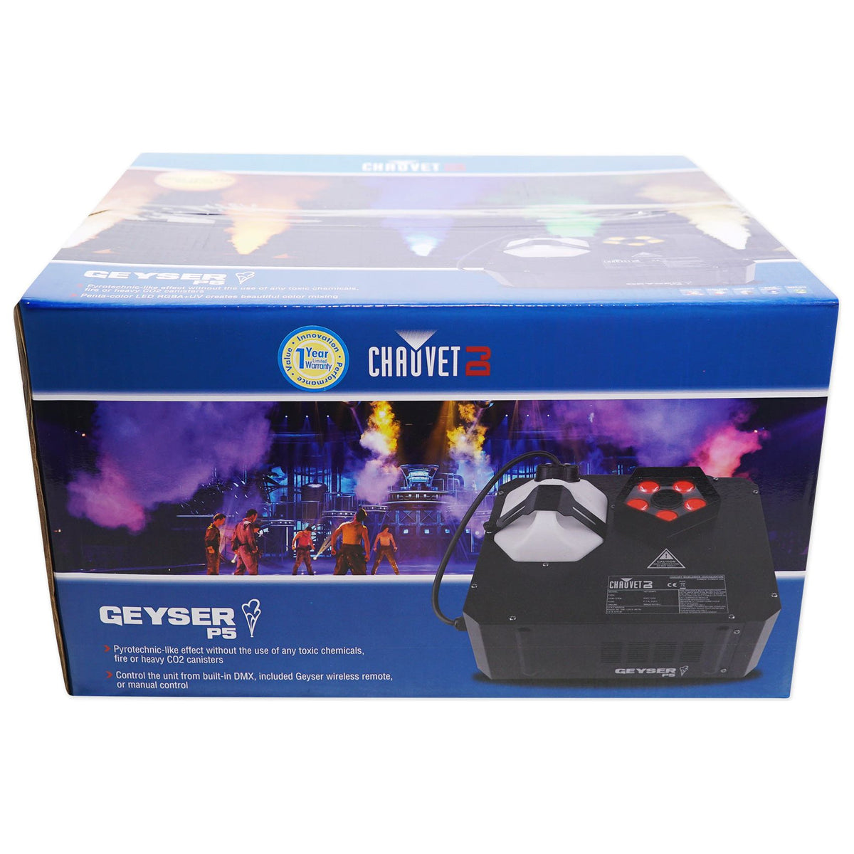 Chauvet DJ GEYSER P5 DMX Fog Machine Fogger, RGBA+UV LED Effects+Wireless Remote