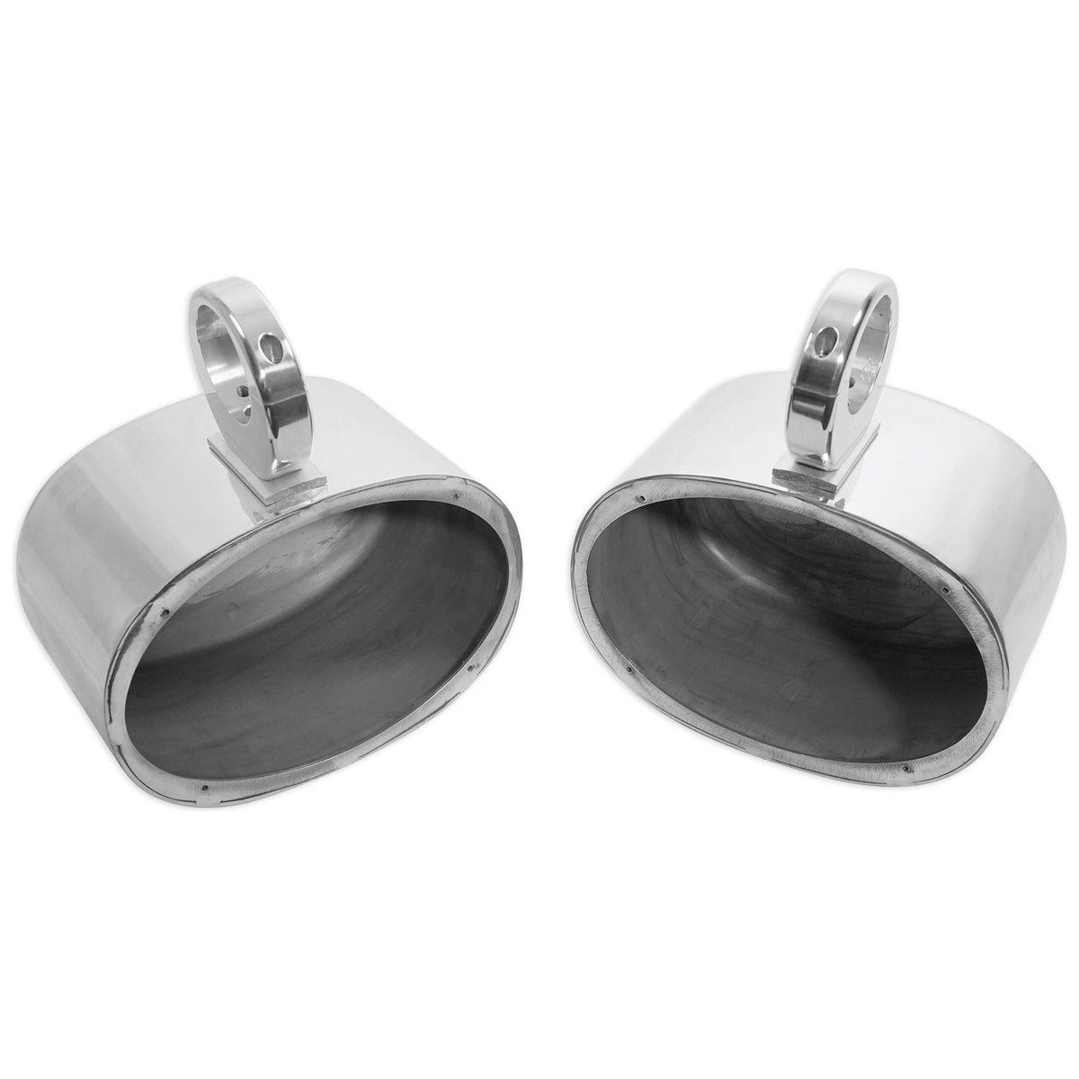(4) MAC69S 6x9" Silver Aluminum Wakeboard Tower Speaker Pods+Covers