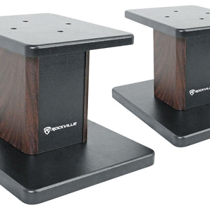 Rockville 8” Dark Wood Studio Monitor Speaker Stands For Pioneer DJ Bulit8