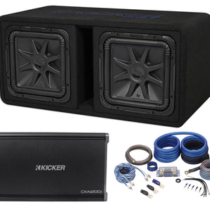 Kicker 44DL7S122 Dual 12" 3000w L7 Solo-Baric L7S Loaded Sub Enclosure+Amp+Wires