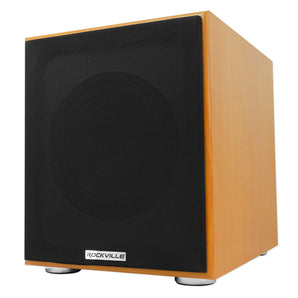 Rockville Rock Shaker 8" Classic Wood 400w Powered Home Theater Subwoofer Sub