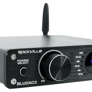 Rockville BLUDAC2B Hi-Res 192K Amplifier Home Bluetooth Receiver Optical/Sub Out