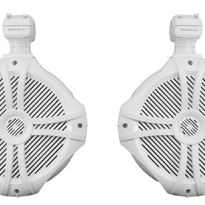 Pair Rockville RWB90W White 8" 300w Marine Wakeboard 360° Swivel Tower Speakers