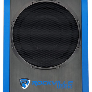 Rockville USS10 10" 800w Slim Under-Seat Active Powered Car/Truck Subwoofer Sub