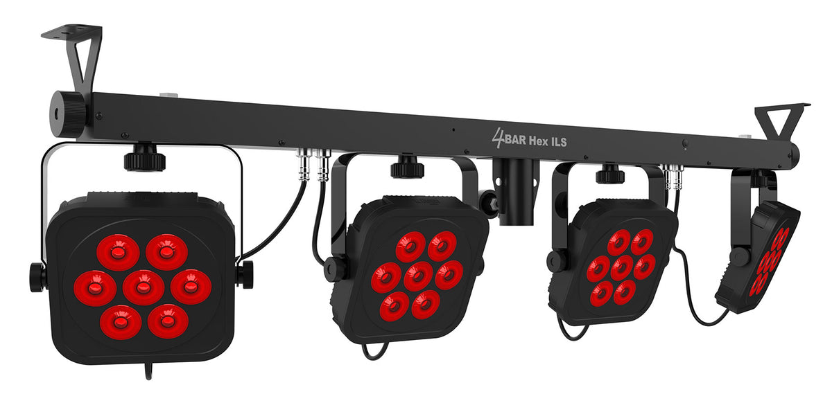 Chauvet DJ 4BAR HEX ILS RGBAW+UV LED Wash Lighting System w/Stand+Footswitch+Bag