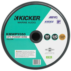 KICKER 47KMWPY050 Full-Spec OFC 50 ft. 1/0 AWG Yellow Marine Power Wire KMWPY050