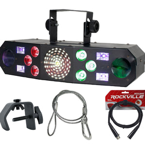 Eliminator FURIOUS FIVE RG RGBW+UV LED DMX Laser/Derby Effect Light+Clamp+Cables