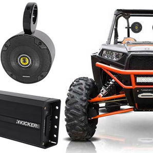 2 Kicker 5.25" Tower Speakers+2-Ch. Kicker Amp for Polaris/JEEP/ATV/UTV/RZR/CART