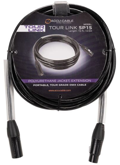 Accu-Cable TOUR LINK 5P15 15 Foot 5-Pin Male To Female DMX Lighting Cable ADJ