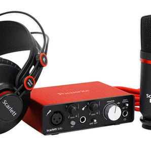 Focusrite Podcasting Podcast Recording Bundle w/ Mic+Headphones+Boom Arm